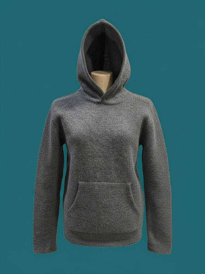 Ullhoodie i mellangrå – naturull från Himalaya, producerad i Nepal, unisex