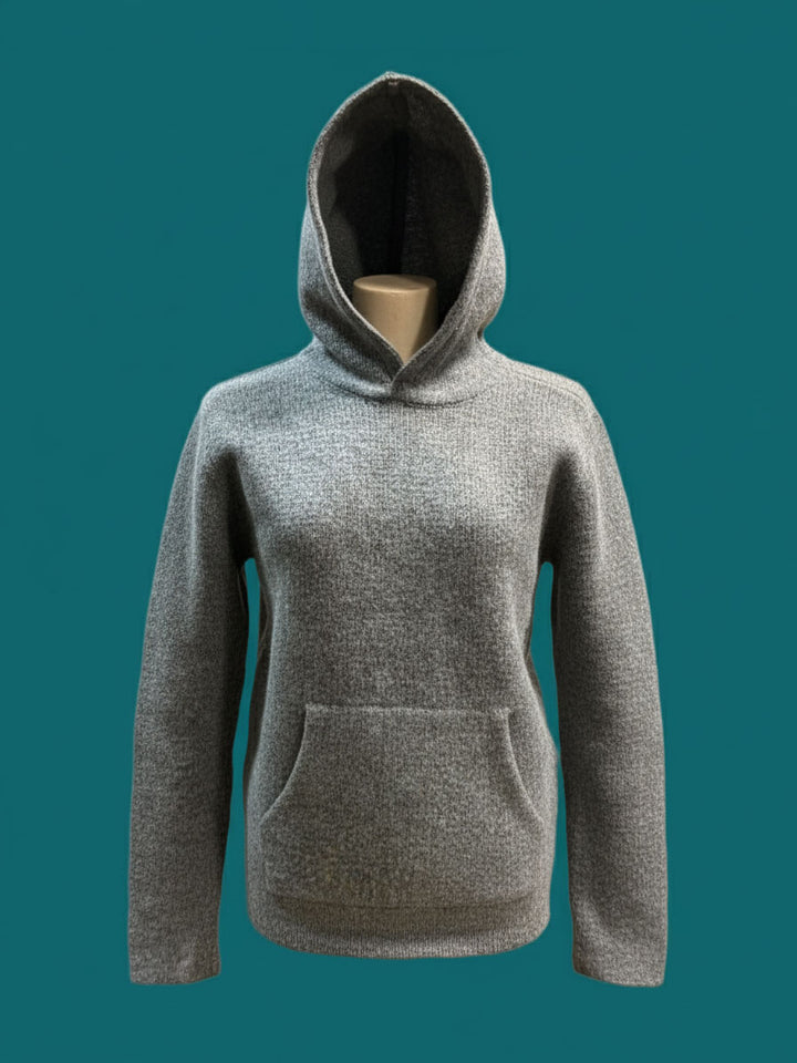 Ullhoodie i ljusgrå – mjuk hoodie i himalayaull med naturligt hög lanolinandel